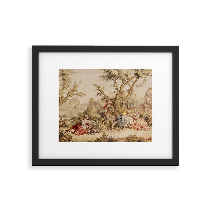 Antique 18th Century Romantic Pastoral Scene French Aubusson Tapestry Framed Art Print Gallery Image 5