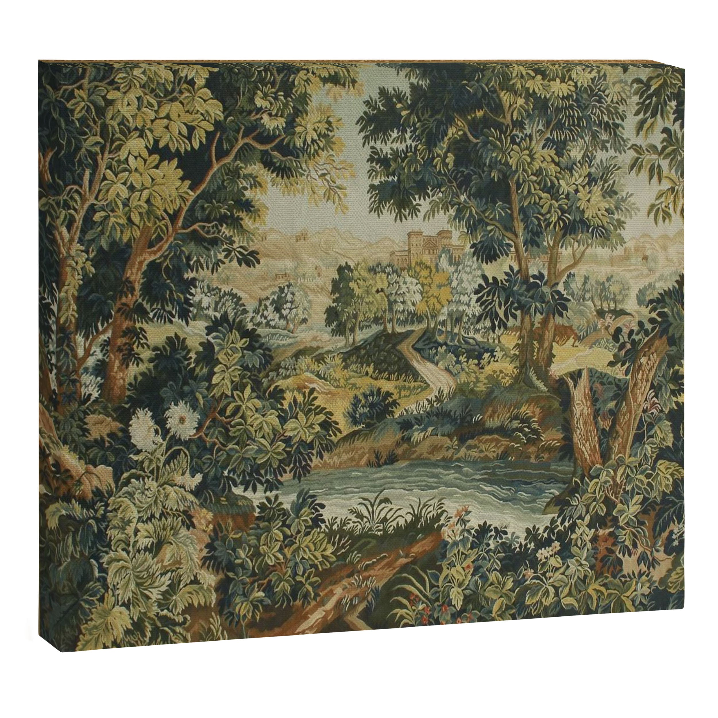 Antique 18th Century Verdure French Aubusson Tapestry Canvas Print Gallery Image 3