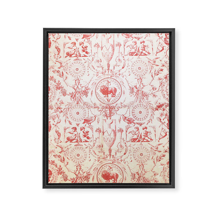 Antique 1900 Neoclassical French Chateau Toile de Jouy Framed Canvas Print Gallery Image 1