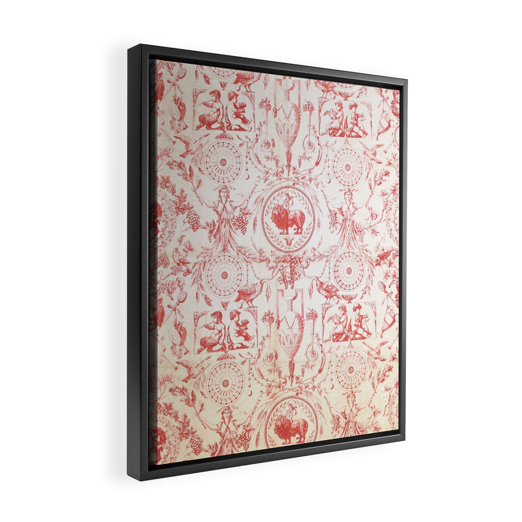 Antique 1900 Neoclassical French Chateau Toile de Jouy Framed Canvas Print Gallery Image 2