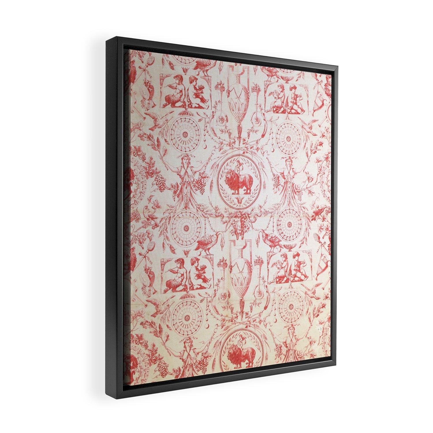 Antique 1900 Neoclassical French Chateau Toile de Jouy Framed Canvas Print Gallery Image 2