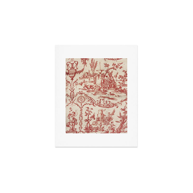 Antique 1900 Neoclassical Romantic Pastoral Toile de Jouy Art Print Gallery Image 1