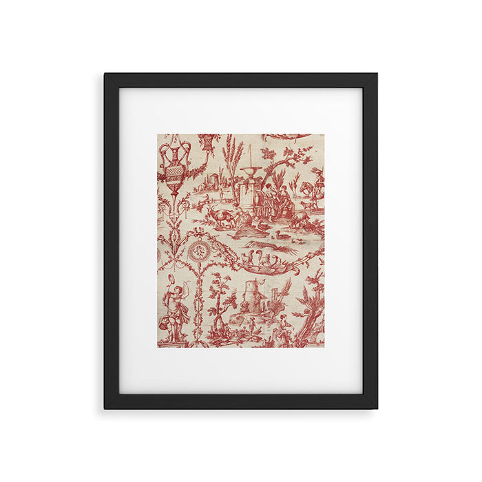 Antique 1900 Neoclassical Romantic Pastoral Toile de Jouy Framed Art Print Gallery Image 1