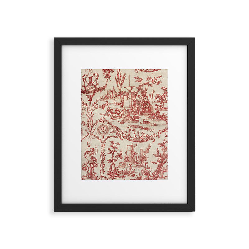 Antique 1900 Neoclassical Romantic Pastoral Toile de Jouy Framed Art Print Gallery Image 5