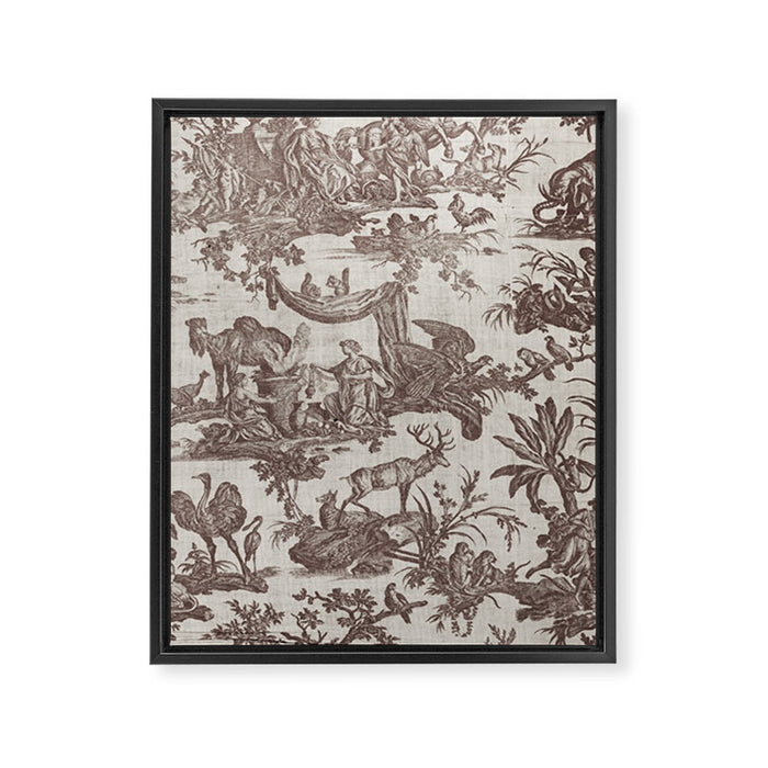 Antique 19th Century Exotic Animals French Tapestry Framed Canvas Print Gallery Image 1