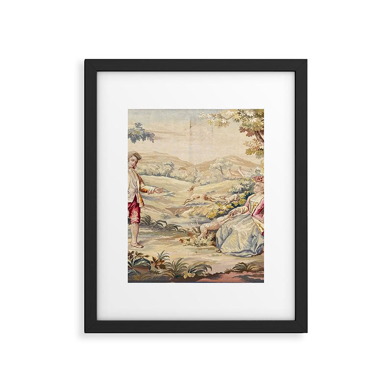 Antique 19th Century French Aubusson Tapestry Romantic Hunting Scene Framed Art Print Gallery Image 5