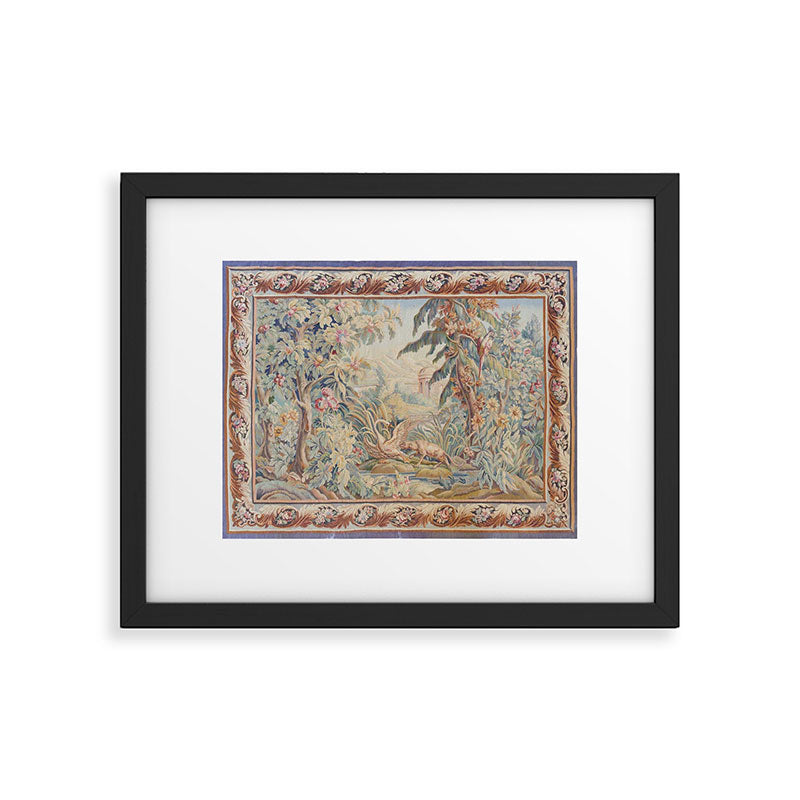 Antique 19th Century French Aubusson Landscape Tapestry with Swan Framed Art Print Gallery Image 5