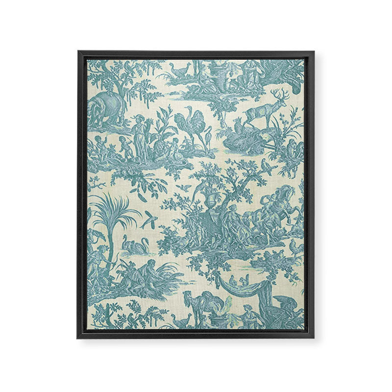 Antique 19th Century French Chateau Toile de Jouy Framed Canvas Print Gallery Image 6