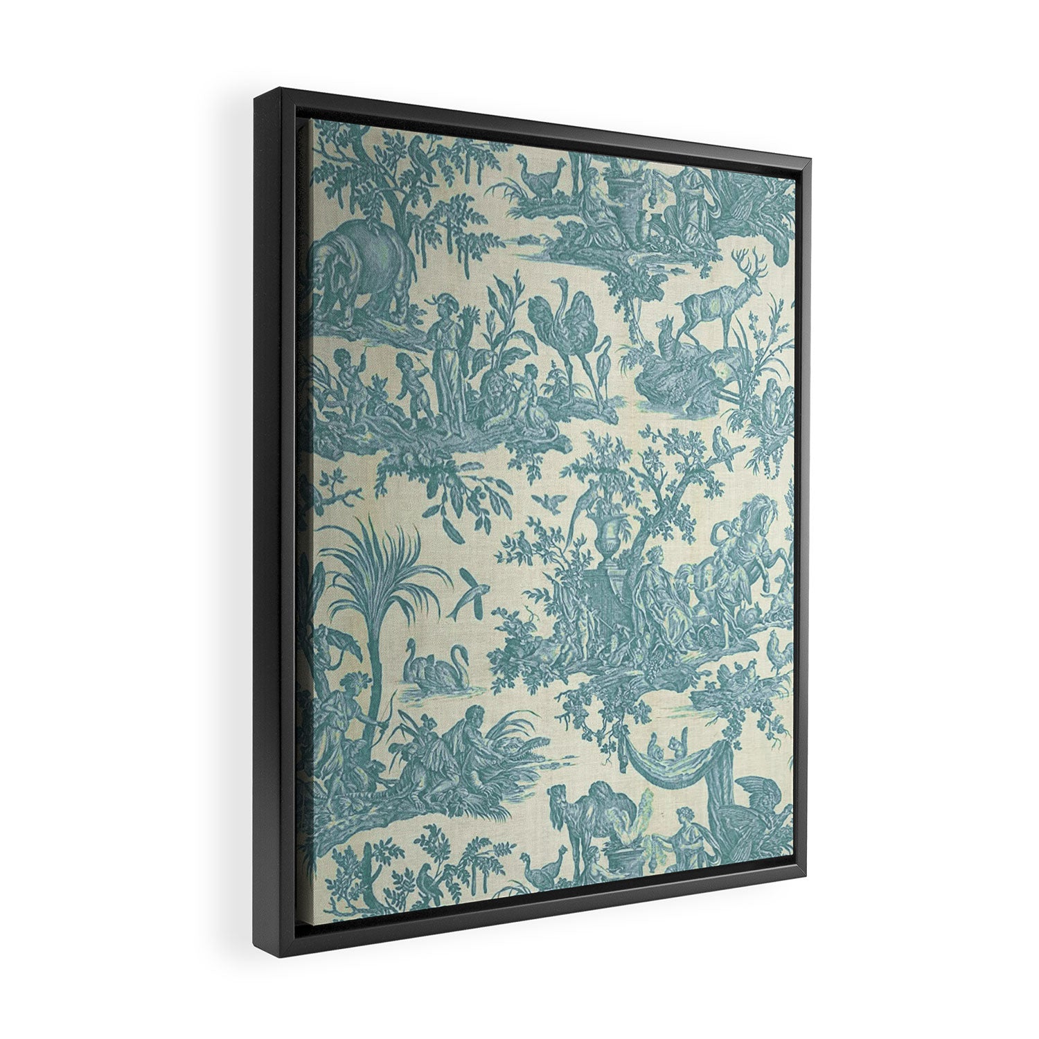 Antique 19th Century French Chateau Toile de Jouy Framed Canvas Print Gallery Image 2