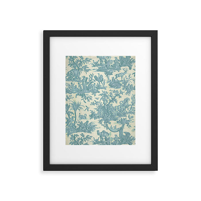 Antique 19th Century French Chateau Toile de Jouy Framed Art Print Gallery Image 1