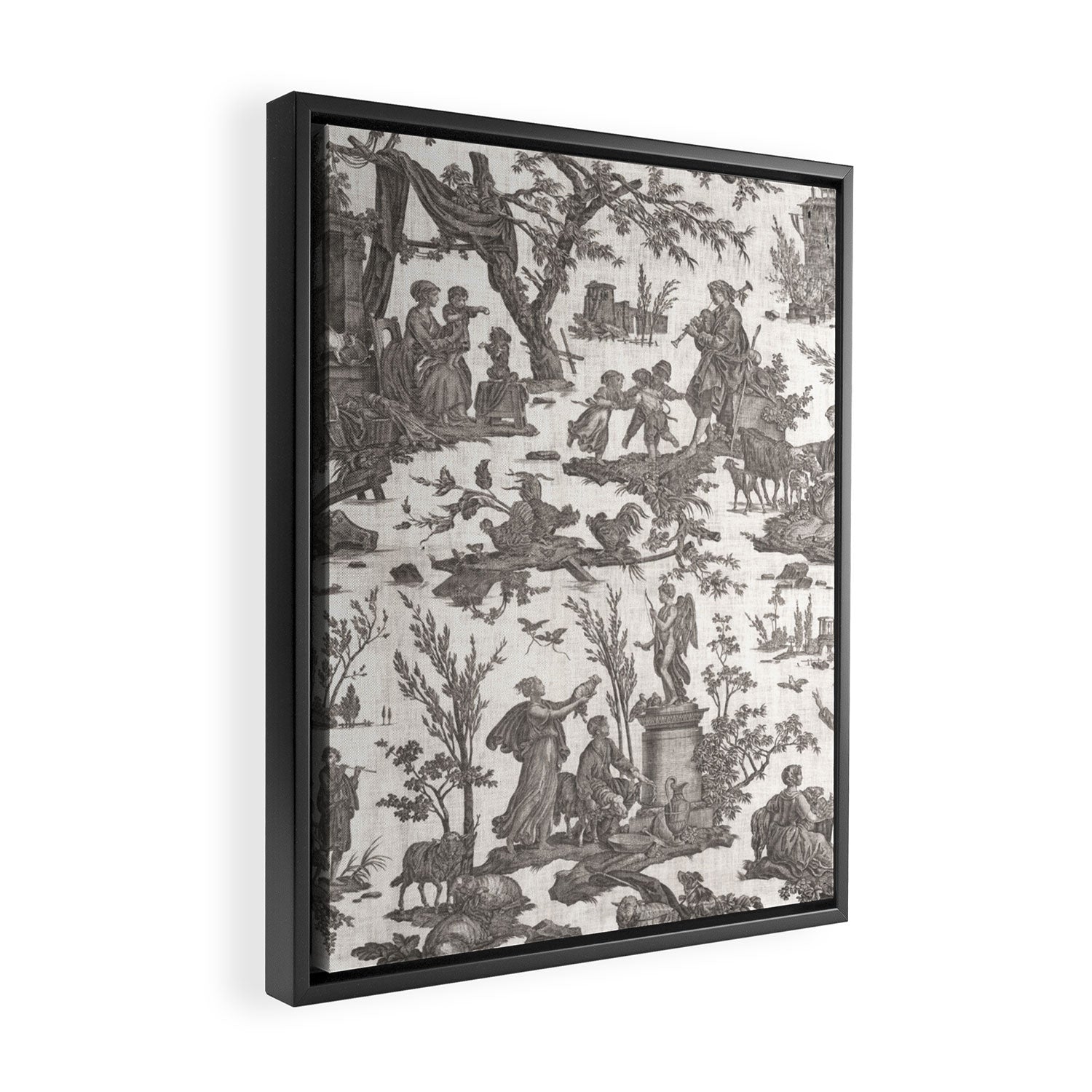 Antique 19th Century French Toile de Jouy Framed Canvas Print Gallery Image 2