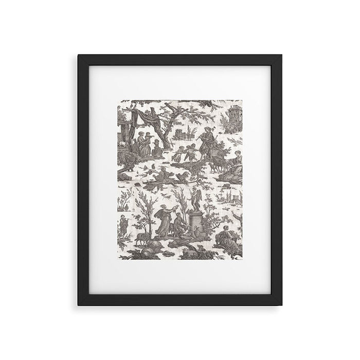 Antique 19th Century French Toile de Jouy Framed Art Print Gallery Image 1