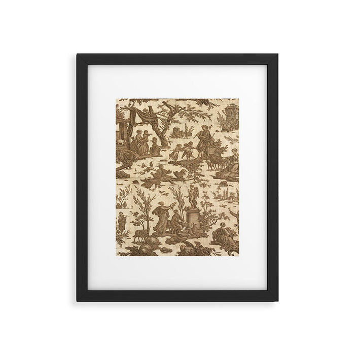 Antique 19th Century French Toile de Jouy Framed Art Print Gallery Image 1