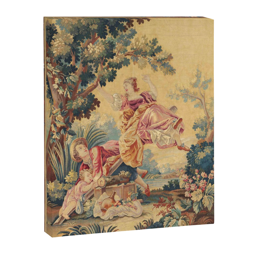 Antique 19th Century Girl On The Swing French Aubusson Tapestry Canvas Print Gallery Image 6