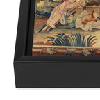 Antique 19th Century Girl On The Swing French Aubusson Tapestry Framed Canvas Print Gallery Image 3