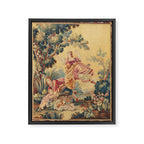 Antique 19th Century Girl On The Swing French Aubusson Tapestry Framed Canvas Print Gallery Image 6