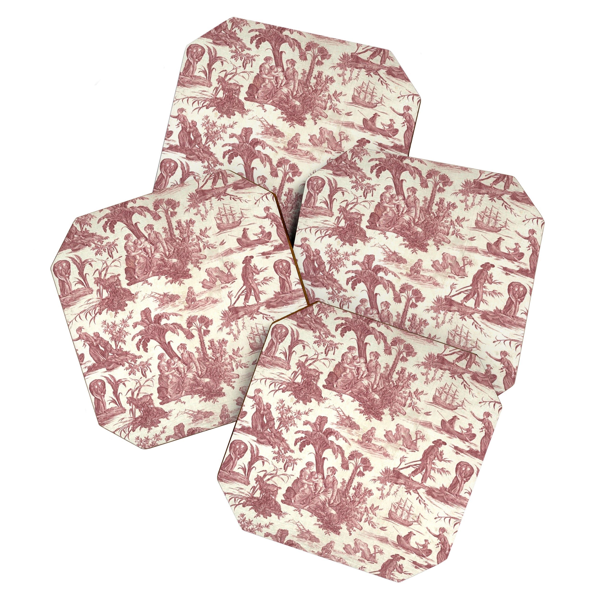 Antique 19th Century 'Paul et Virginie' Lovers Toile de Jouy Coaster Gallery Image 1