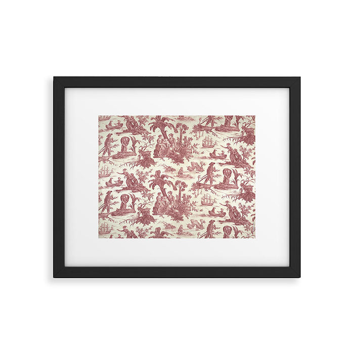 Antique 19th Century 'Paul et Virginie' Lovers Toile de Jouy Framed Art Print Gallery Image 1