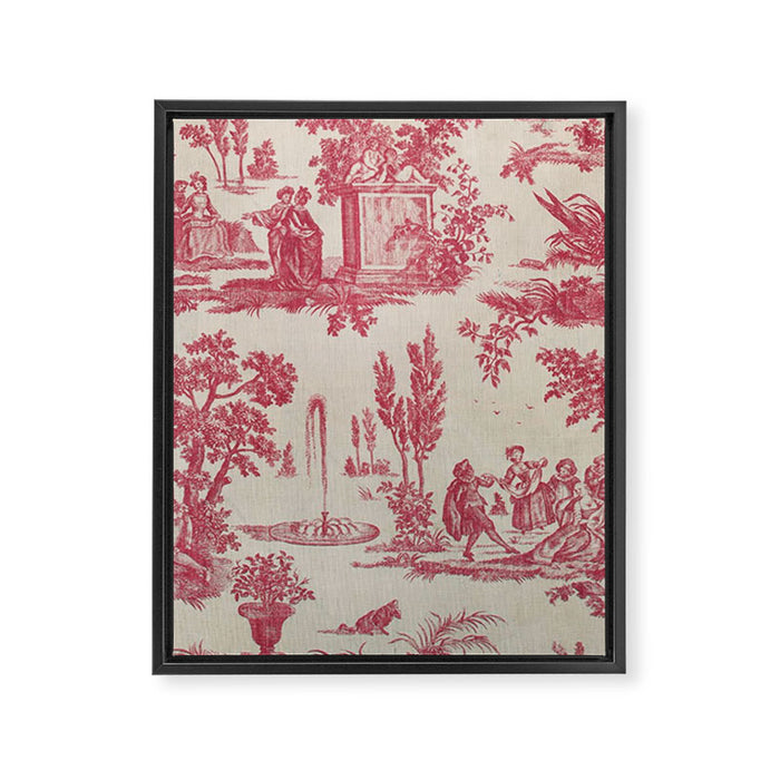 Antique 19th Century Romantic Pastoral French Toile de Jouy Framed Canvas Print Gallery Image 1