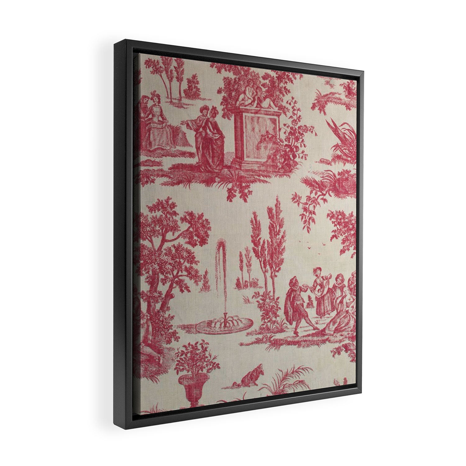 Antique 19th Century Romantic Pastoral French Toile de Jouy Framed Canvas Print Gallery Image 2
