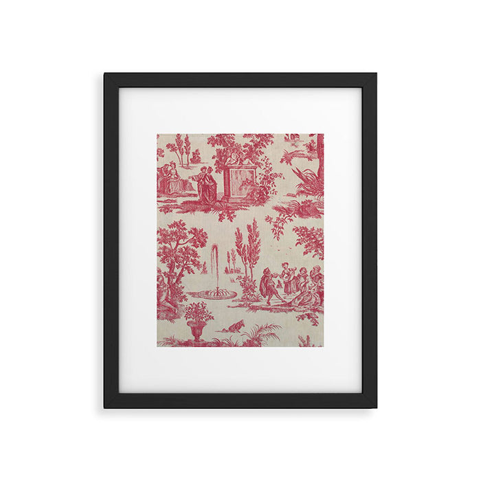 Antique 19th Century Romantic Pastoral French Toile de Jouy Framed Art Print Gallery Image 1