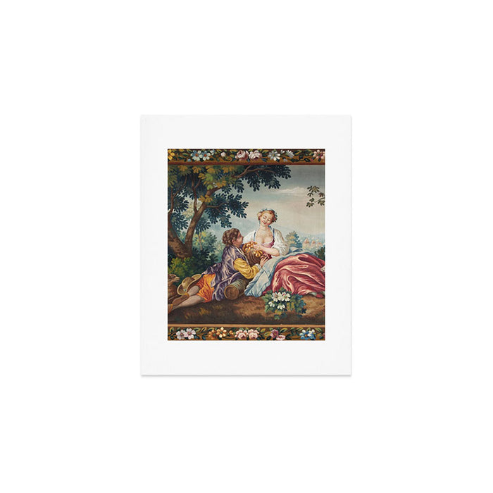Antique 19th Century Romantic Lovers French Aubusson Tapestry Art Print Gallery Image 1
