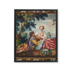 Antique 19th Century Romantic Lovers French Aubusson Tapestry Framed Canvas Print Gallery Image 6