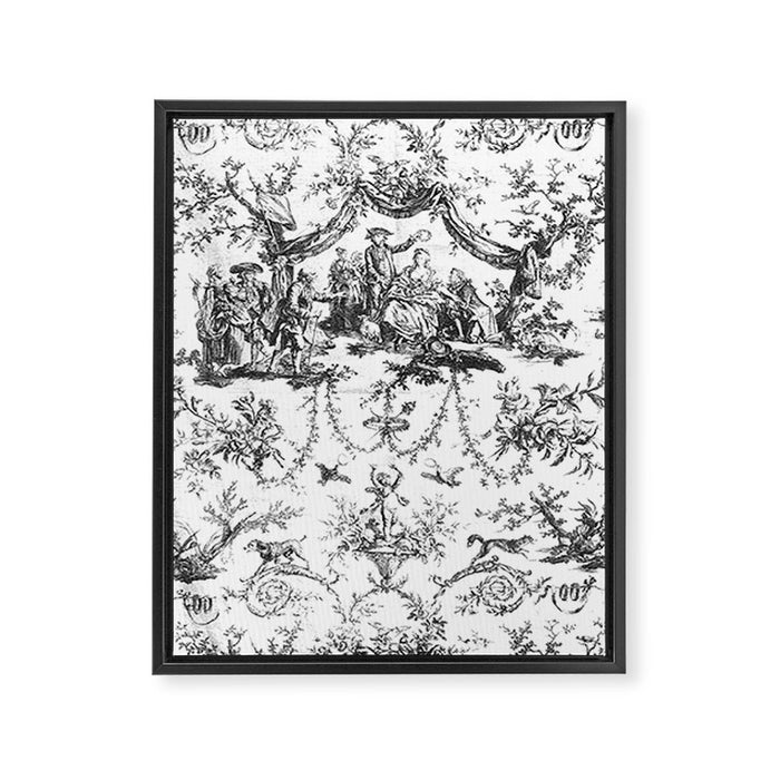 Antique 19th Century Romantic Rose Garland French Tapestry Framed Canvas Print Gallery Image 1