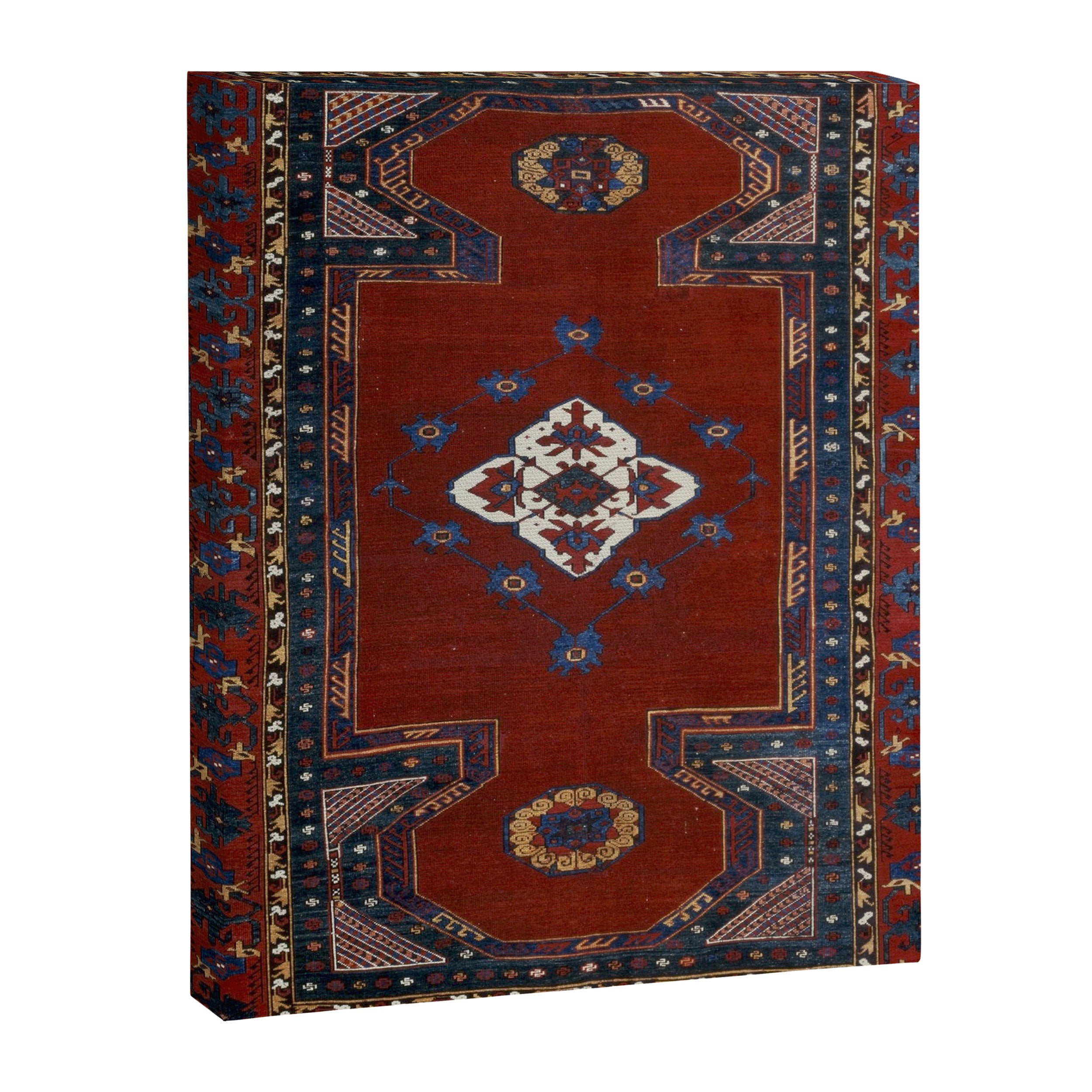 Antique Anatolian Ushak Crimson Wine Turkish Rug Canvas Print Gallery Image 6