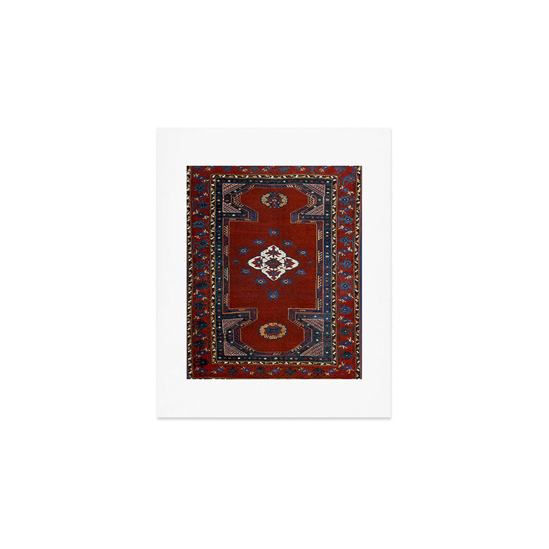 Antique Anatolian Ushak Crimson Wine Turkish Rug Art Print Gallery Image 1