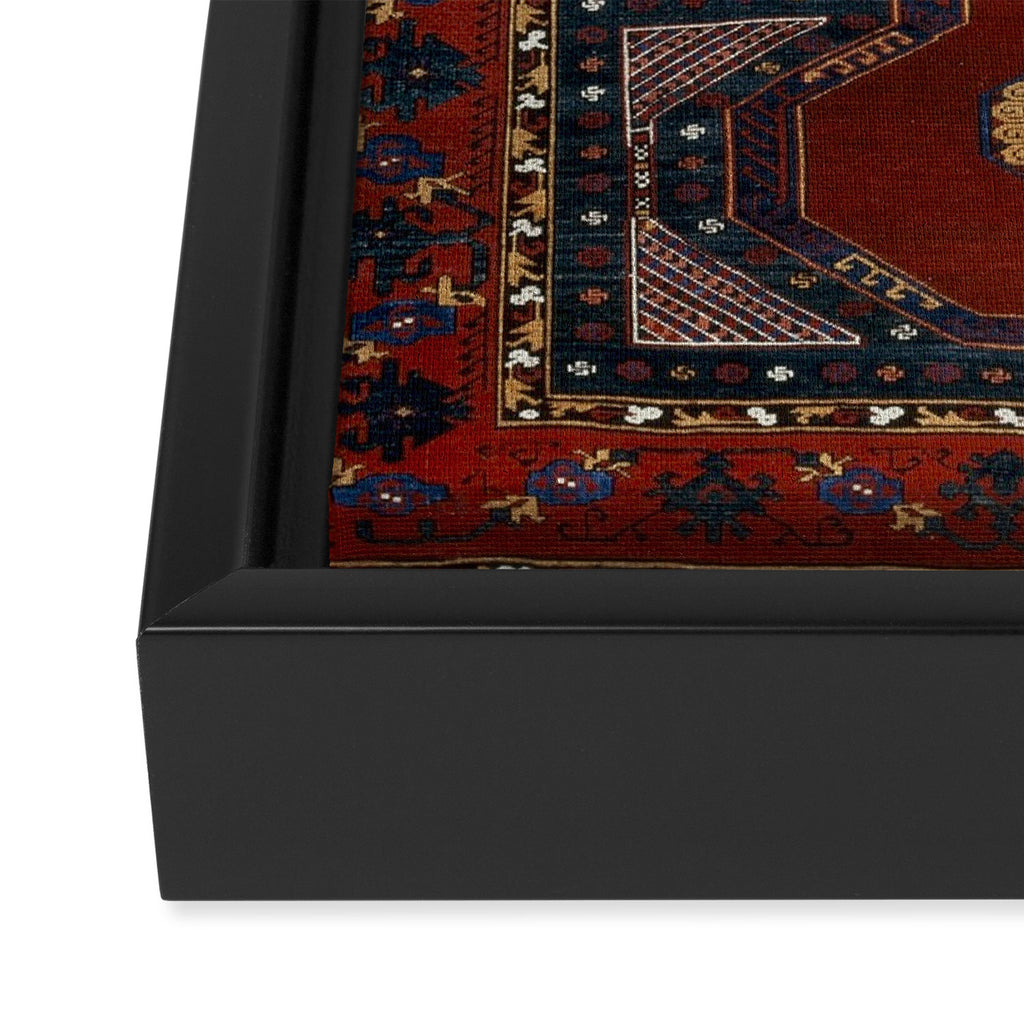 Antique Anatolian Ushak Crimson Wine Turkish Rug Framed Canvas Print Gallery Image 3