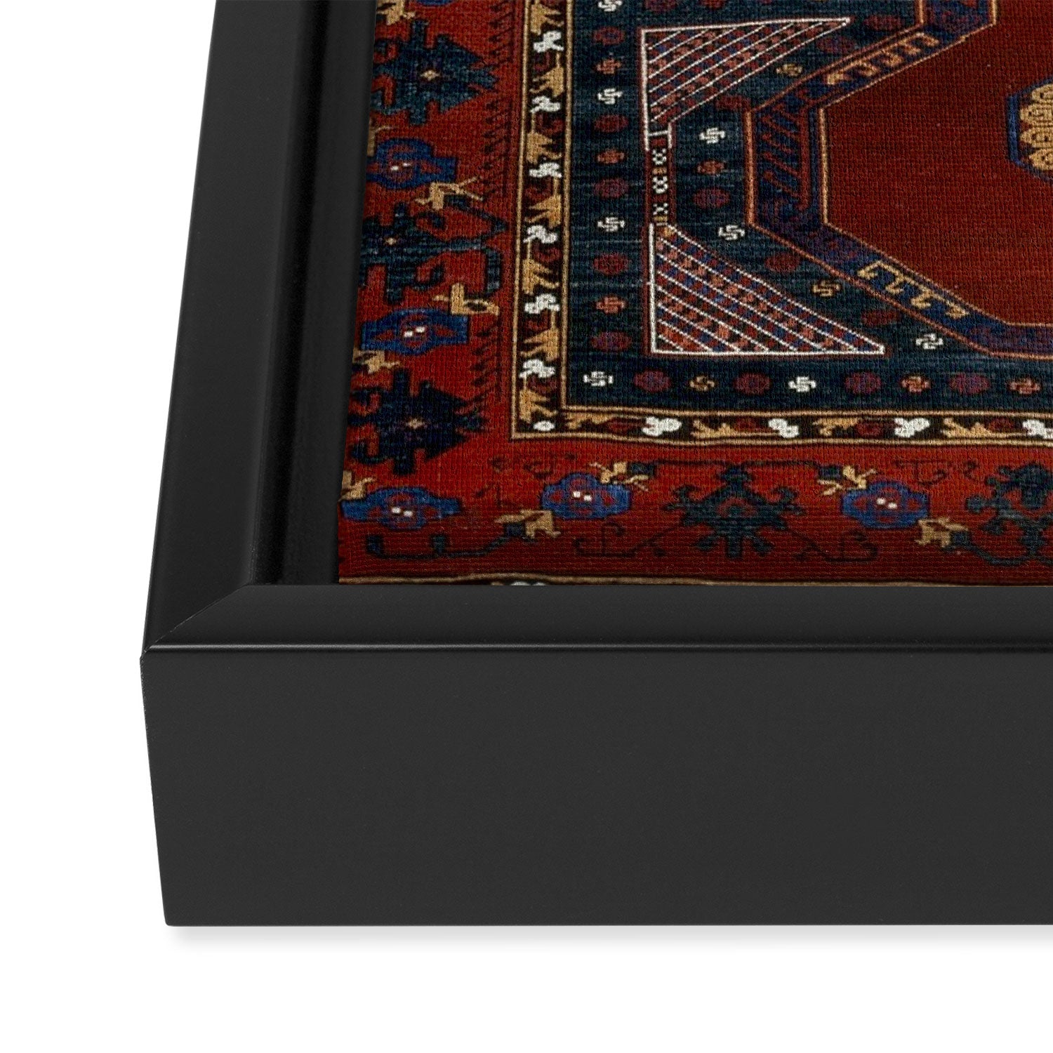 Antique Anatolian Ushak Crimson Wine Turkish Rug Framed Canvas Print Gallery Image 3