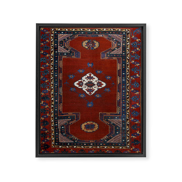 Antique Anatolian Ushak Crimson Wine Turkish Rug Framed Canvas Print Gallery Image 1