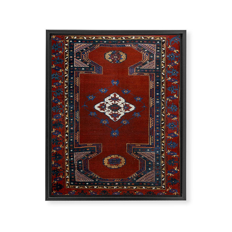 Antique Anatolian Ushak Crimson Wine Turkish Rug Framed Canvas Print Gallery Image 6
