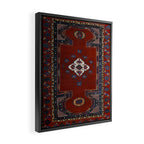 Antique Anatolian Ushak Crimson Wine Turkish Rug Framed Canvas Print Gallery Image 2