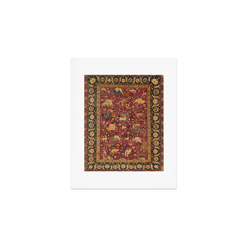 Antique Animal Jungle Persian Oriental Rug Art Print Gallery Image 1