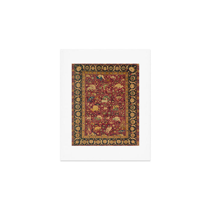 Antique Animal Jungle Persian Oriental Rug Art Print Gallery Image 1