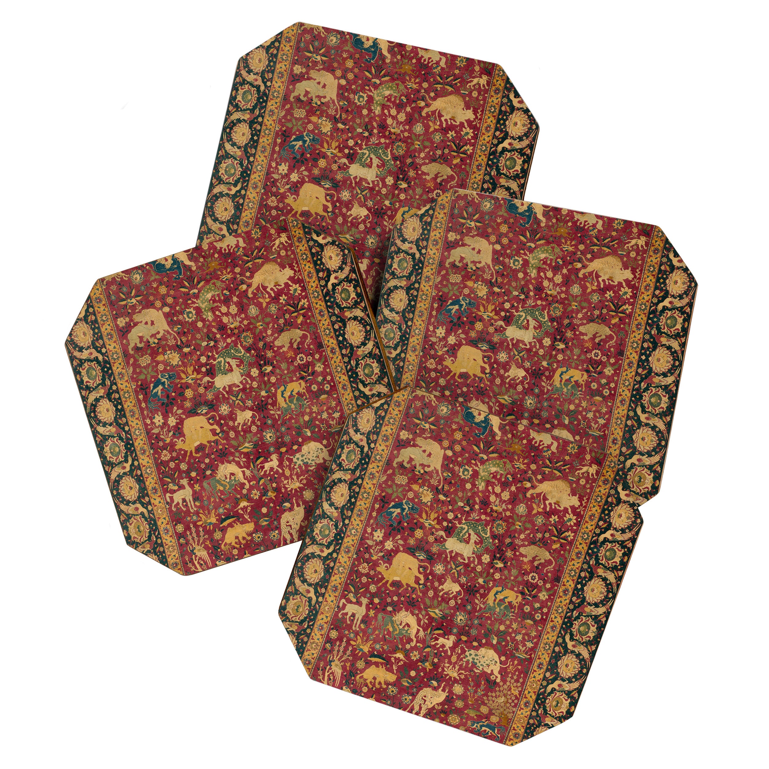 Antique Animal Jungle Persian Oriental Rug Coaster Gallery Image 1