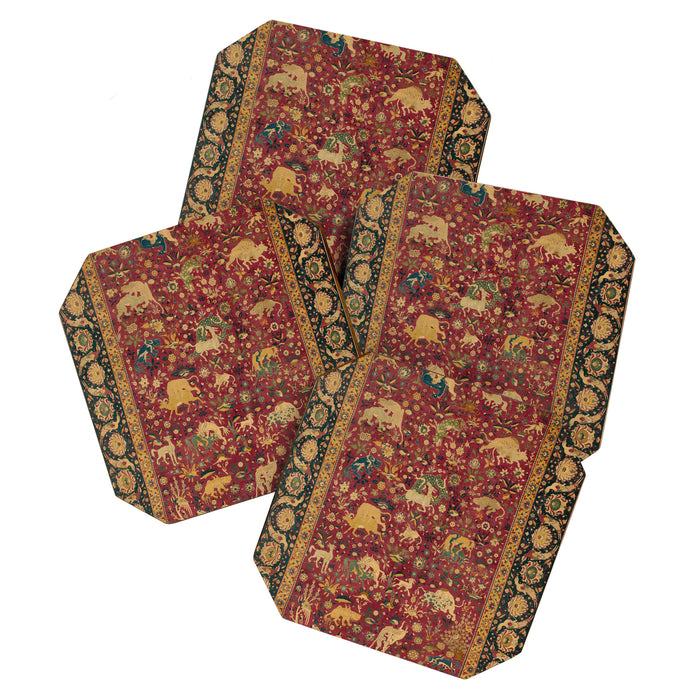 Antique Animal Jungle Persian Oriental Rug Coaster Gallery Image 1