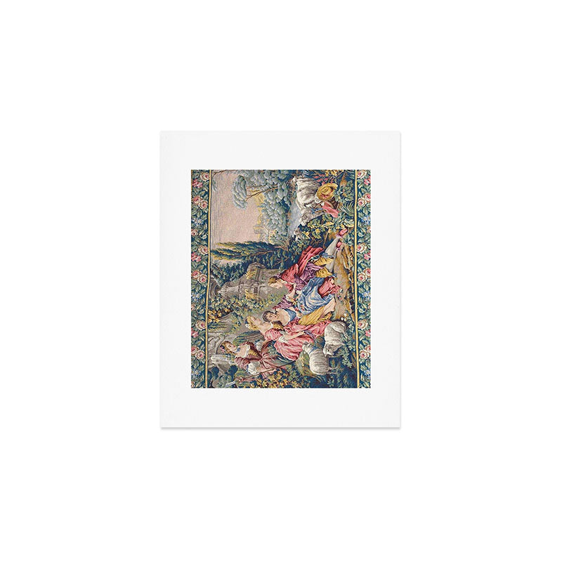 Antique Aubusson French Tapestry Romantic Garden Art Print Gallery Image 1