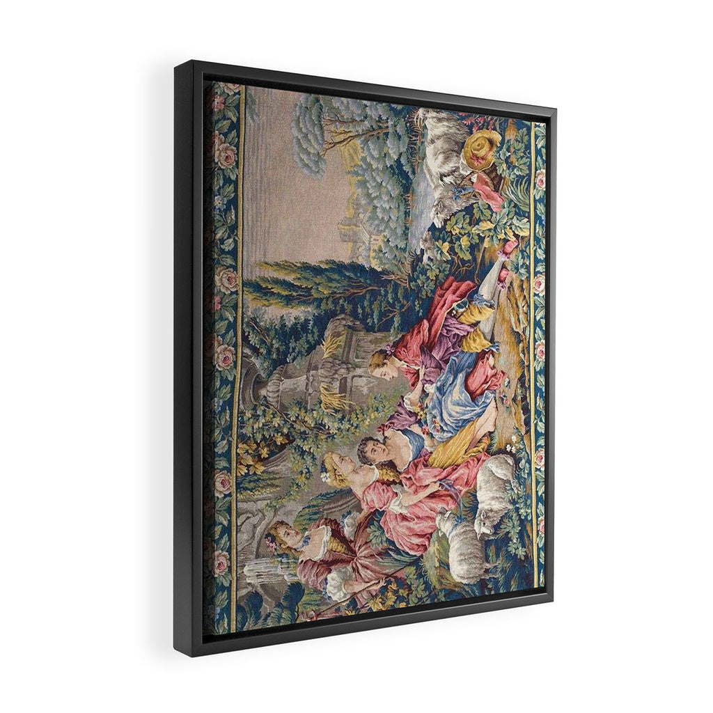 Antique Aubusson French Tapestry Romantic Garden Framed Canvas Print Gallery Image 2