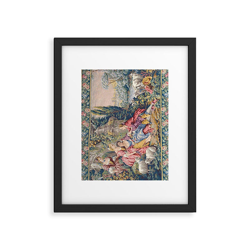 Antique Aubusson French Tapestry Romantic Garden Framed Art Print Gallery Image 5