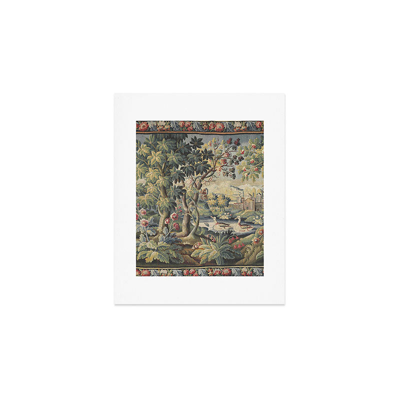 Antique Aubusson French Verdure Tapestry Art Print Gallery Image 1