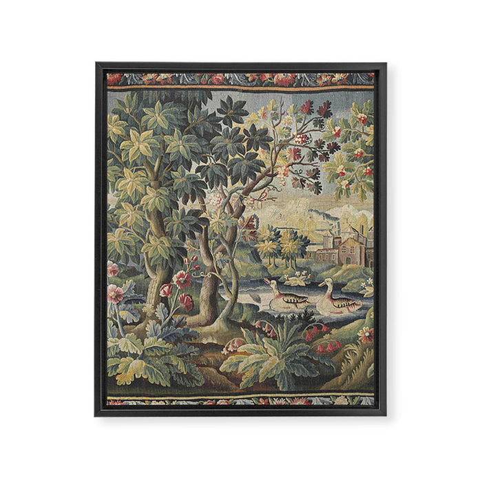 Antique Aubusson French Verdure Tapestry Framed Canvas Print Gallery Image 1