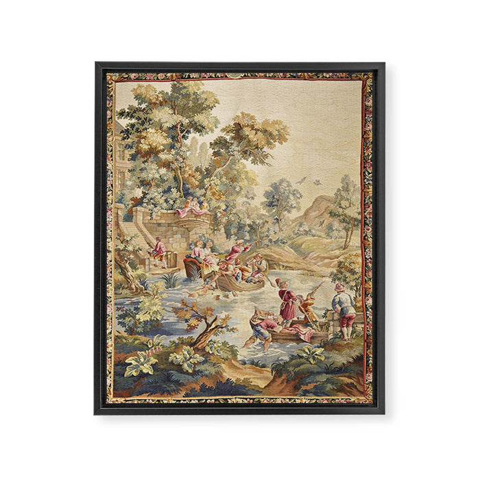 Antique Aubusson Louis XV French Tapestry Framed Canvas Print Gallery Image 1