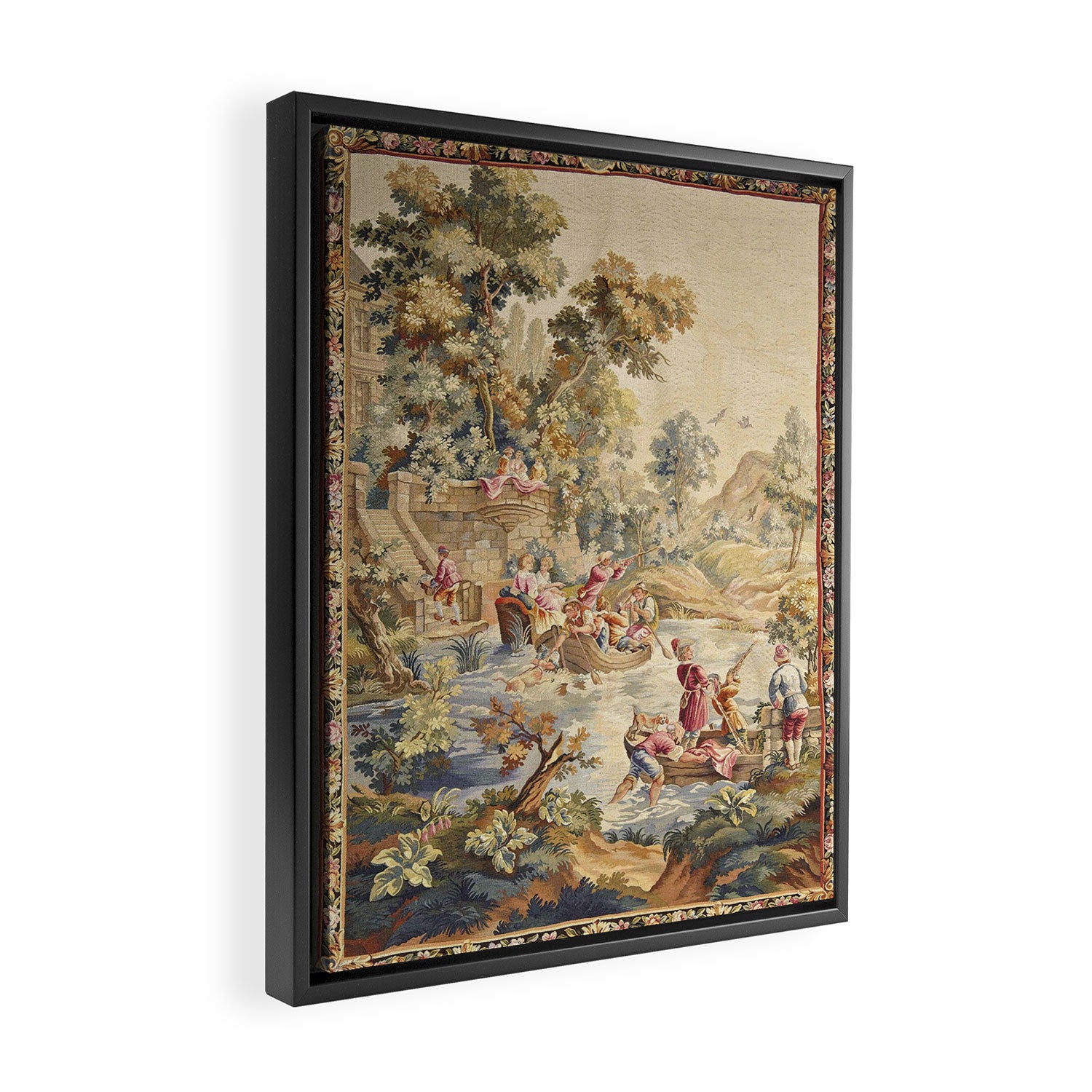Antique Aubusson Louis XV French Tapestry Framed Canvas Print Gallery Image 2