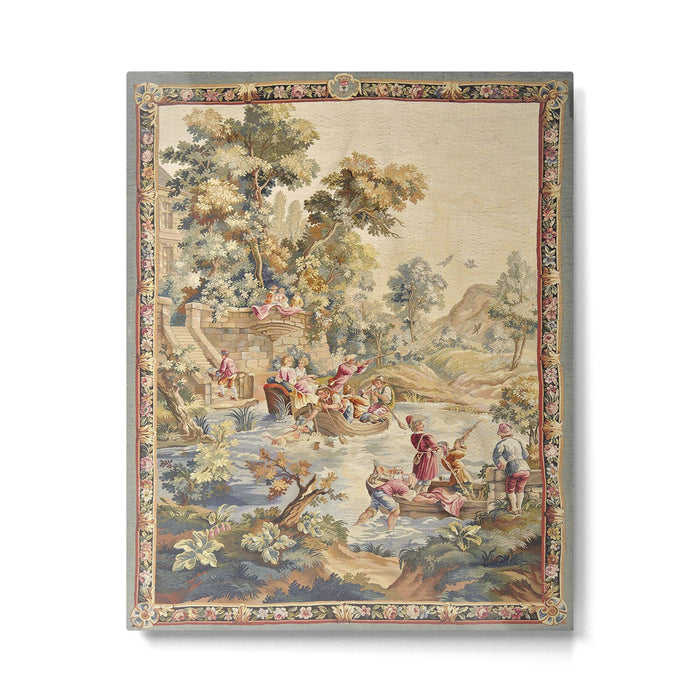 Antique Aubusson Louis XV French Tapestry Metal Print Gallery Image 1