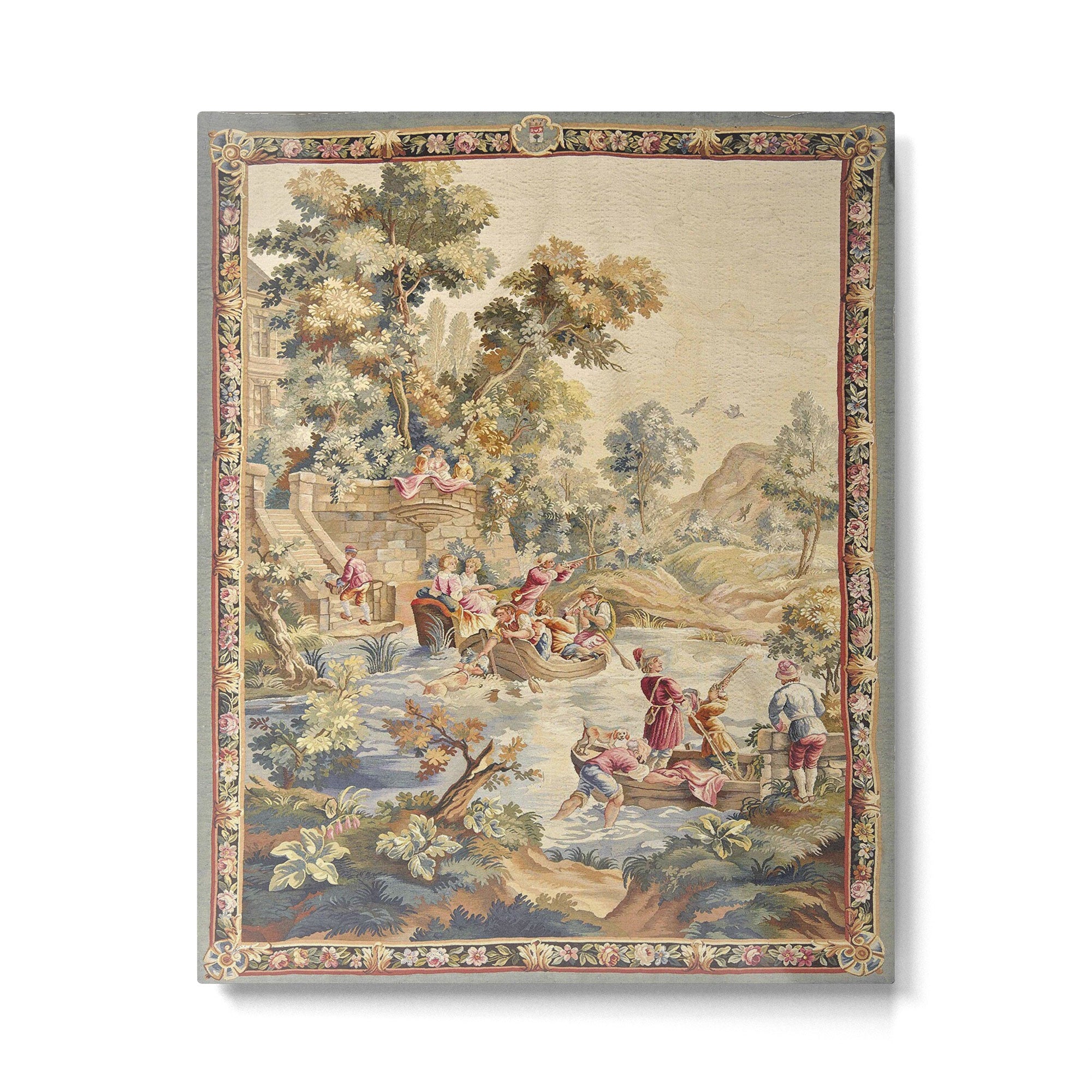 Antique Aubusson Louis XV French Tapestry Metal Print Gallery Image 4