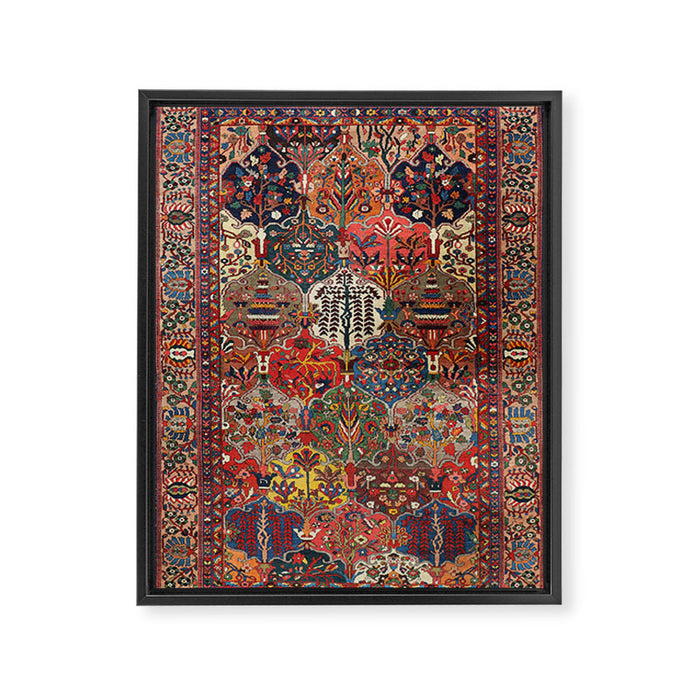Antique Bakhtiari Oriental Jewel Persian Carpet Framed Canvas Print Gallery Image 1