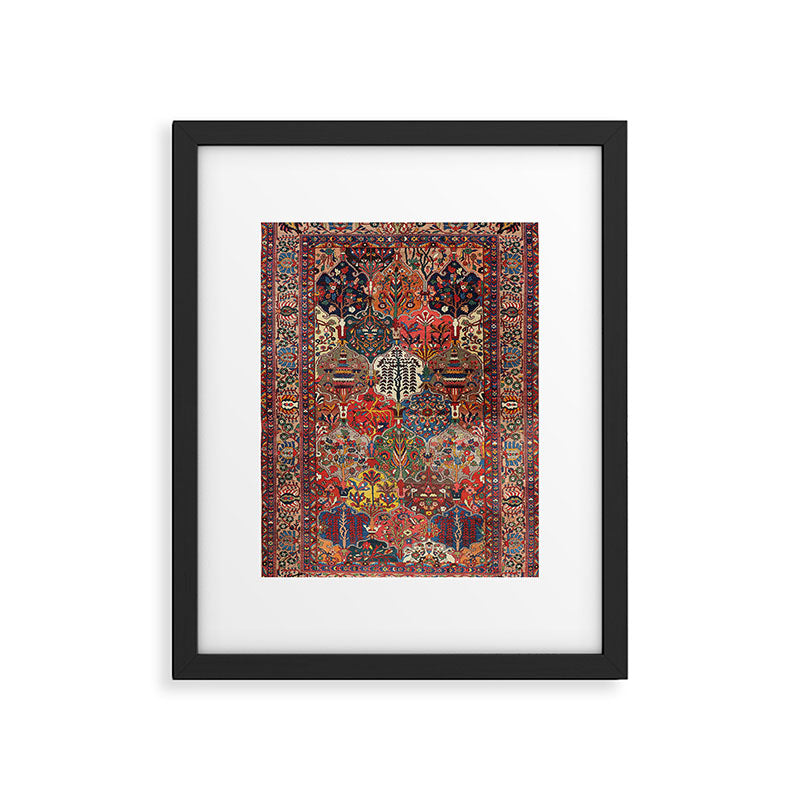 Antique Bakhtiari Oriental Jewel Persian Carpet Framed Art Print Gallery Image 5